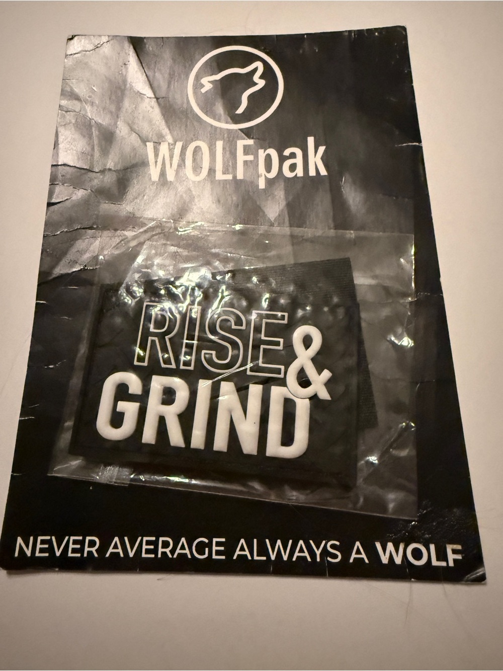 WOLFpak “Rise & Grind” Velcro Motivational Patch New Sealed
